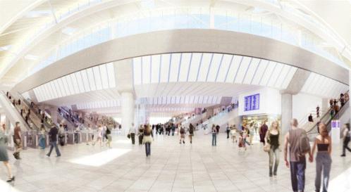 Artist design impression of the station development